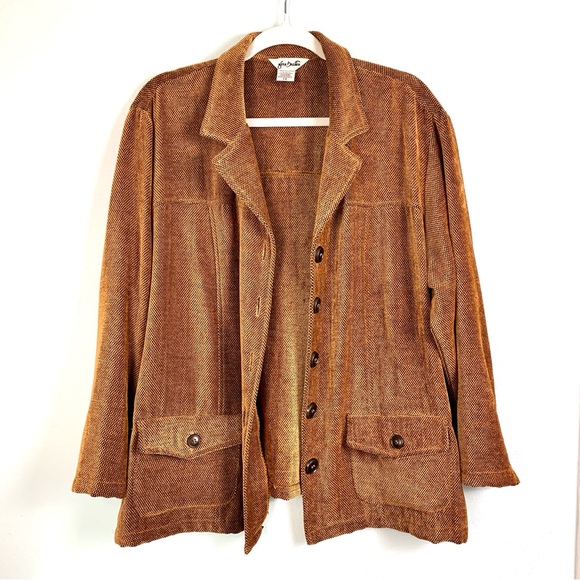 Vtg Fern Dratten Textured Rusty Brown 70’s Vibes Lightweight Jacket, Size 1X - Picture 1 of 10